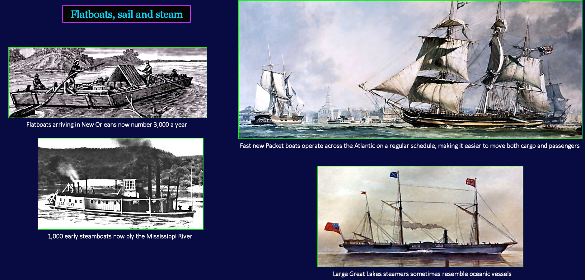 Flatboats and packet ships, 1830